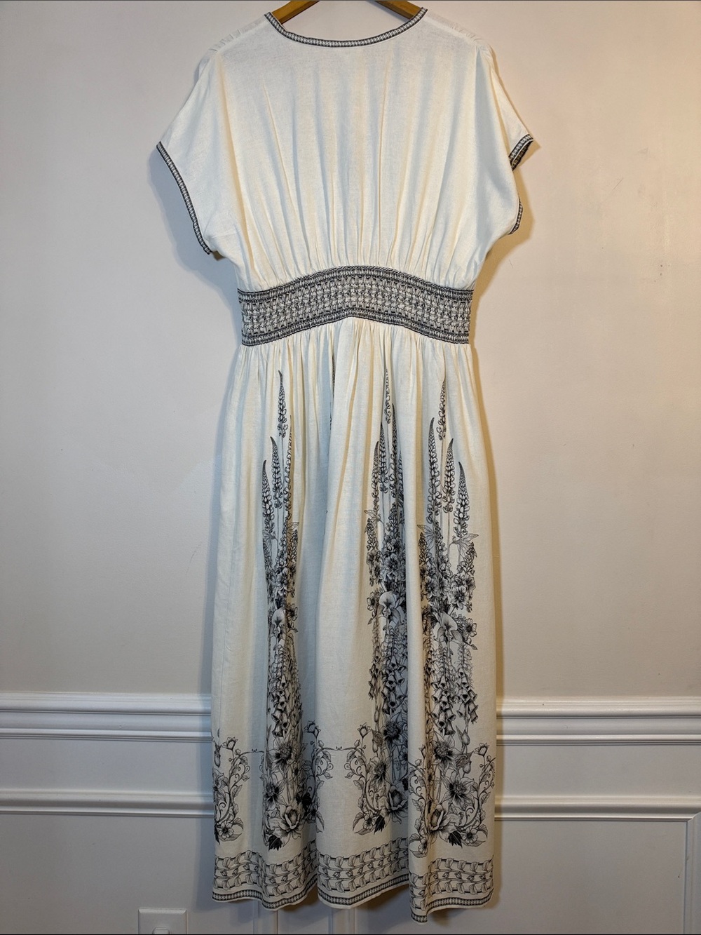 Max Studio London Floral Border Print Maxi Dress XL NWT Linen Blend Boho - Picture 4 of 8